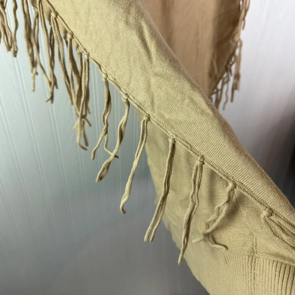 Michael Kors Tan Cowl Neck Fringe Sweater‎ Size XL